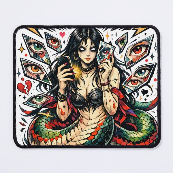 Item preview, The Silent Lamia Modern Mythology Graphic Art - Attention is a Hunger Dark Aesthetic Emotional Void Social Media Satire by Vivaan Studio designed and sold by Vivaan Studio.
