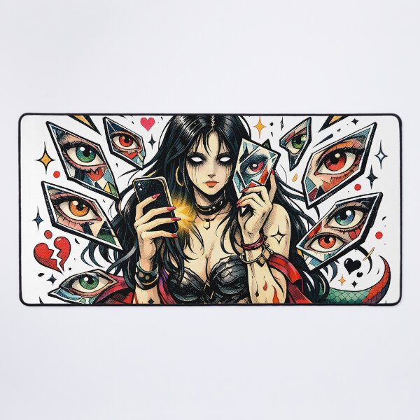 Item preview, The Silent Lamia Modern Mythology Graphic Art - Attention is a Hunger Dark Aesthetic Emotional Void Social Media Satire by Vivaan Studio designed and sold by Vivaan Studio.