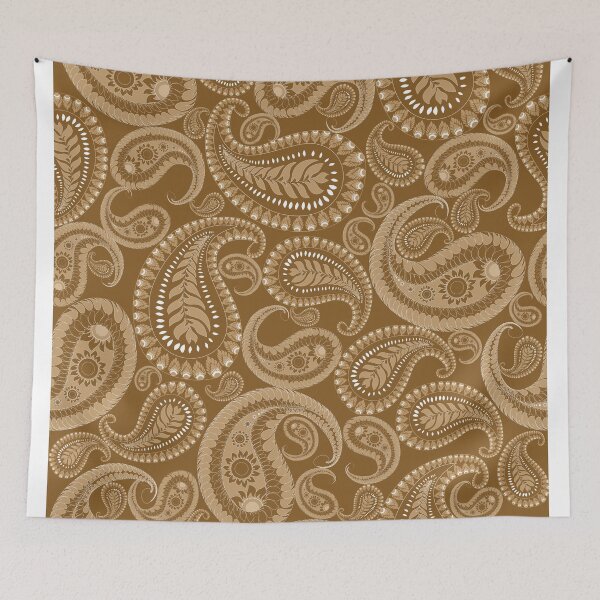 Item preview, Seamless paisley pattern in a brown and gold color palette, designed and sold by Line-Aura.