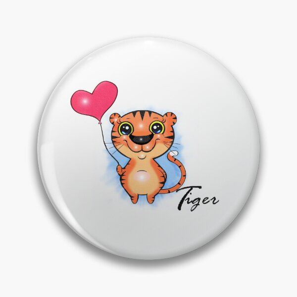 Item preview, Smiling Tiger with a Heart Balloon designed and sold by Shirley cute art .
