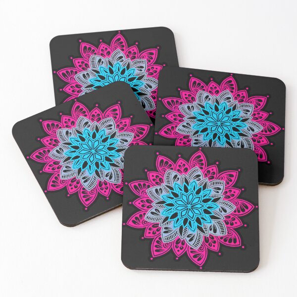 Item preview, Glow Pink Blue Mandala Design designed and sold by RadharaniStudio.