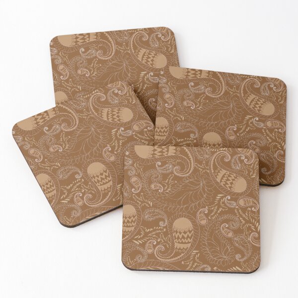 Item preview, Seamless paisley pattern in a brown and gold color palette, designed and sold by Line-Aura.