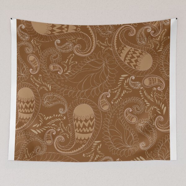 Item preview, Seamless paisley pattern in a brown and gold color palette, designed and sold by Line-Aura.