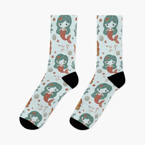 Item preview, Vintage Mermaid & Seahorse Pattern - Retro Watercolor Ocean Nursery Decor designed and sold by HappySproutArt.