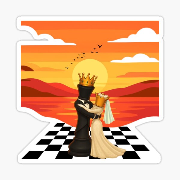 King and Queen Wedding Sticker - Funny Chess Romance & Engagement Vinyl Decal
