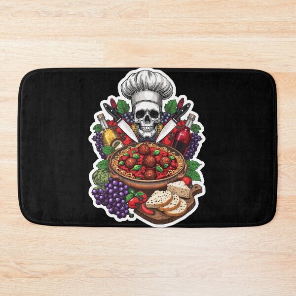 Item preview, Italian Chef Skull Spaghetti Meatballs and Wine Art designed and sold by Bone & Blade.