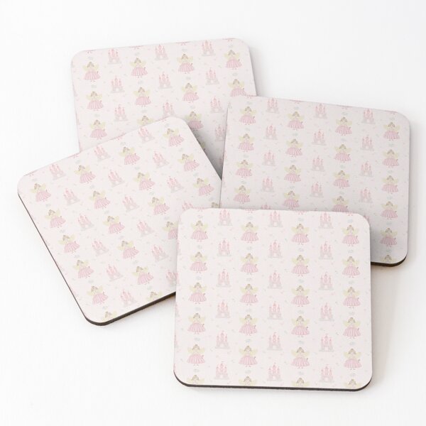 Item preview, Watercolor pattern featuring girl princess and her pink castle designed and sold by katasonovaart.