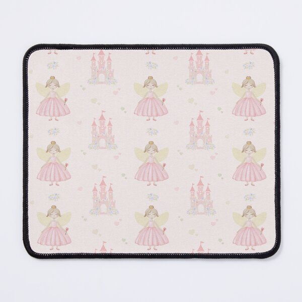Item preview, Watercolor pattern featuring girl princess and her pink castle designed and sold by katasonovaart.