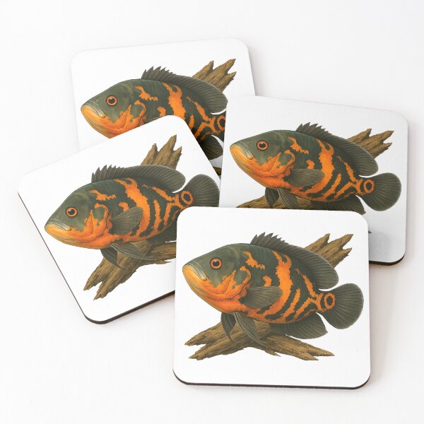 Item preview, Tiger Oscar Cichlid Aquarium Fish Art – Realistic Freshwater Fish Illustration designed and sold by Liquid Venom.