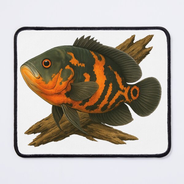 Item preview, Tiger Oscar Cichlid Aquarium Fish Art – Realistic Freshwater Fish Illustration designed and sold by Liquid Venom.