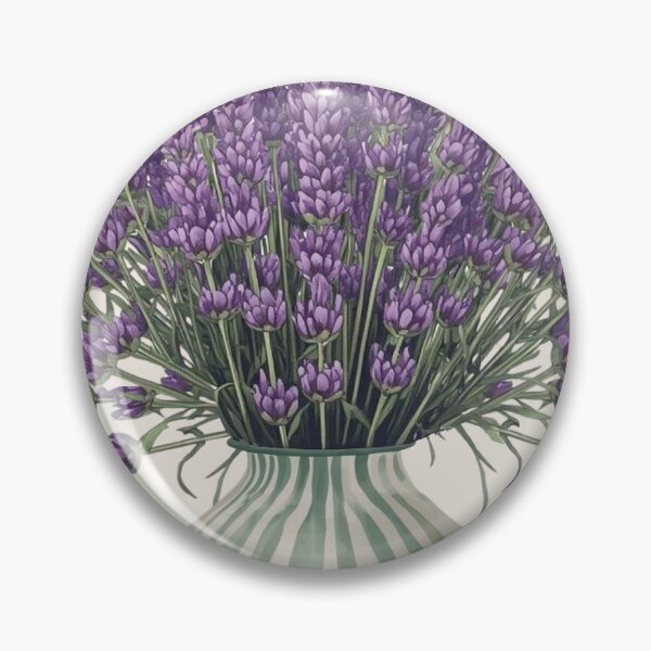 Item preview, Lavender flowers in a striped vase designed and sold by FlowerFolie.