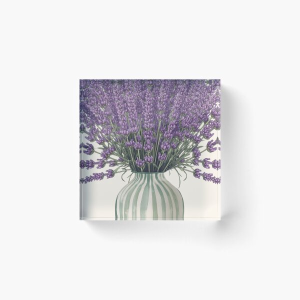 Item preview, Lavender flowers in a striped vase designed and sold by FlowerFolie.