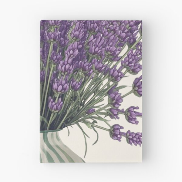 Item preview, Lavender flowers in a striped vase designed and sold by FlowerFolie.