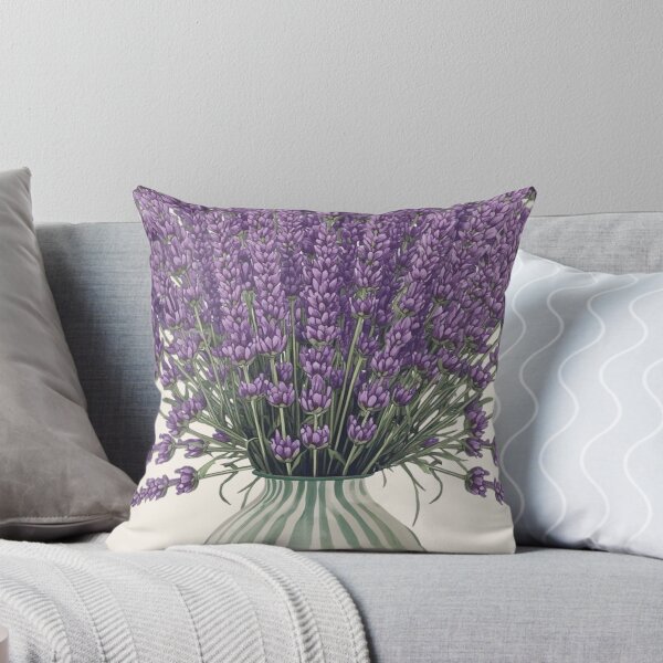 Item preview, Lavender flowers in a striped vase designed and sold by FlowerFolie.