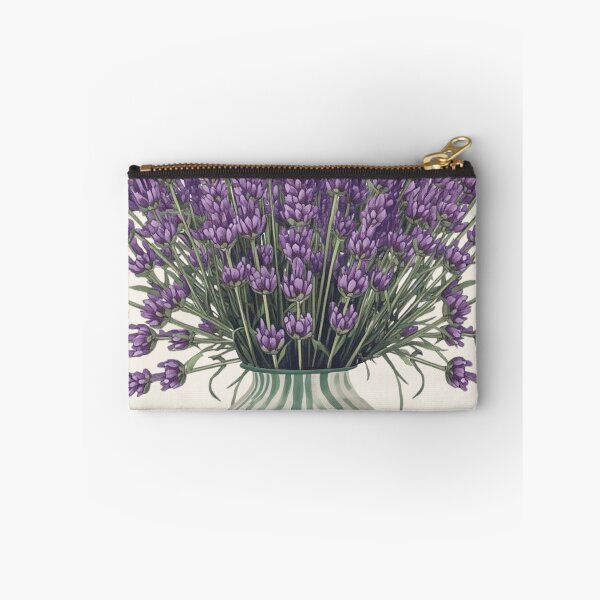 Item preview, Lavender flowers in a striped vase designed and sold by FlowerFolie.