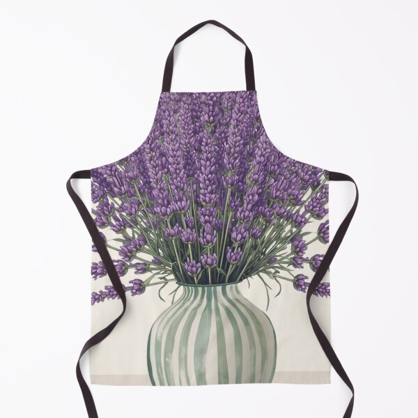 Item preview, Lavender flowers in a striped vase designed and sold by FlowerFolie.