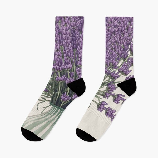 Item preview, Lavender flowers in a striped vase designed and sold by FlowerFolie.