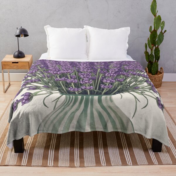 Item preview, Lavender flowers in a striped vase designed and sold by FlowerFolie.