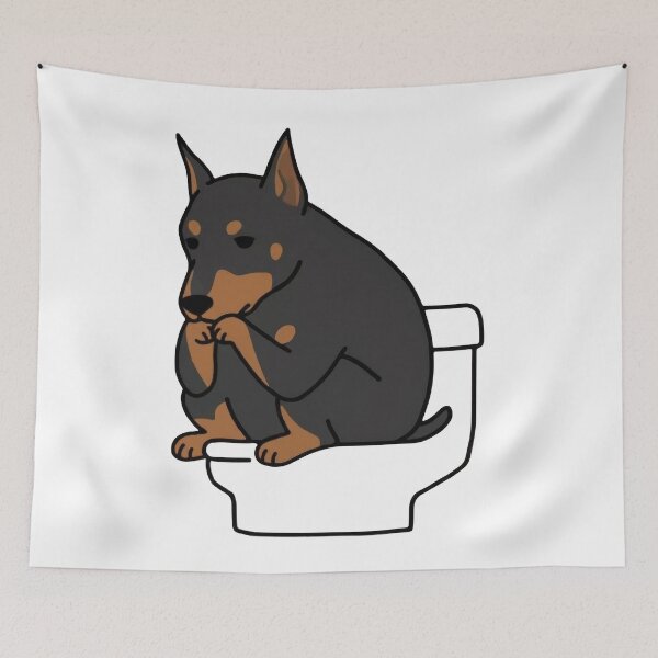 Item preview, Awkward Doberman Bathroom Moment designed and sold by WhatsupDawg.
