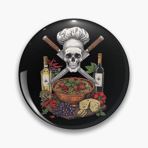 Item preview, Italian Chef Skull Spaghetti Meatballs and Wine Art designed and sold by Bone & Blade.
