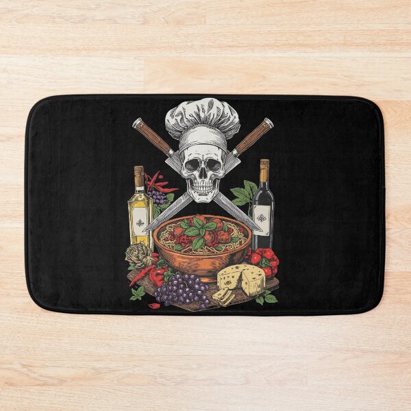 Item preview, Italian Chef Skull Spaghetti Meatballs and Wine Art designed and sold by Bone & Blade.