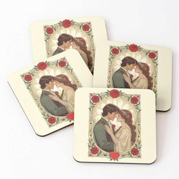 Item preview, Red Roses and Romance Art Nouveau Vintage Illustration designed and sold by taiche.