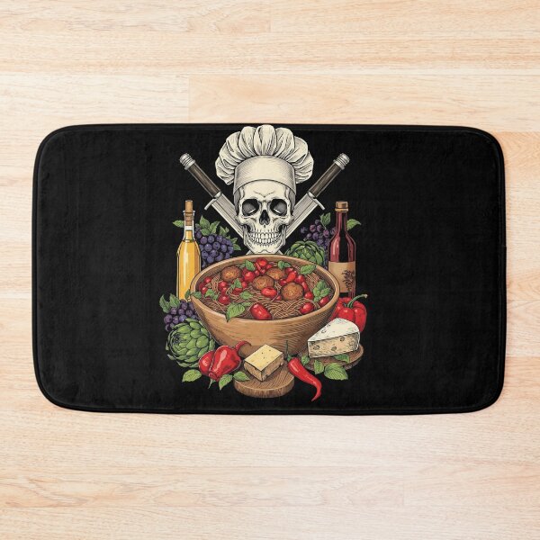 Item preview, Italian Chef Skull Spaghetti Meatballs and Wine Art designed and sold by Bone & Blade.