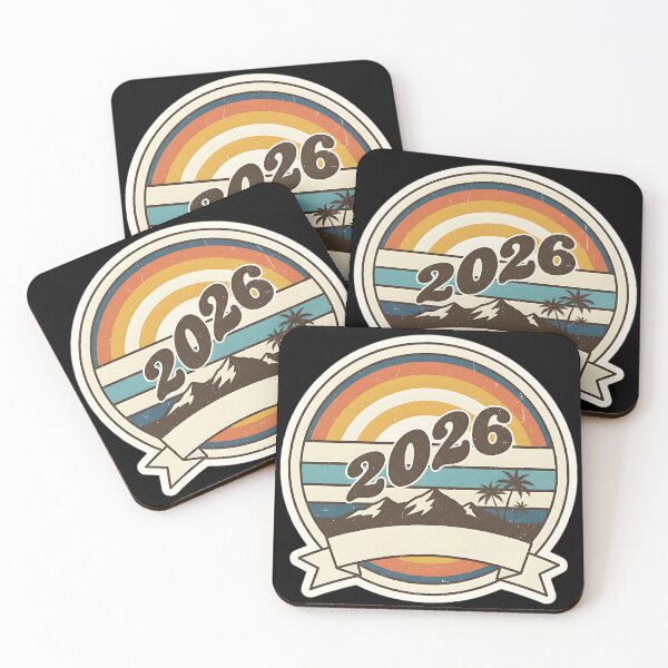 Item preview, Vintage 2026 Retro Tropical Mountain Badge designed and sold by Silent Watch Threads..