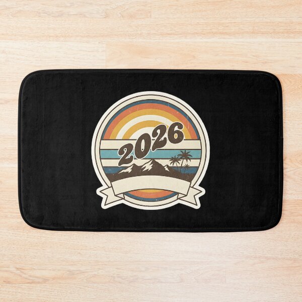 Item preview, Vintage 2026 Retro Tropical Mountain Badge designed and sold by Silent Watch Threads..