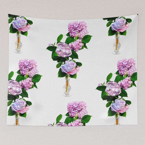 Item preview, Vintage pink, purple, blue hydrangeas in crystal vase designed and sold by hollycooper.