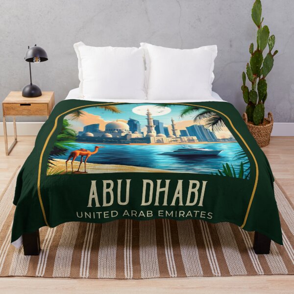 Item preview, Abu Dhabi Vintage Travel Illustration designed and sold by HomeLivingCo.