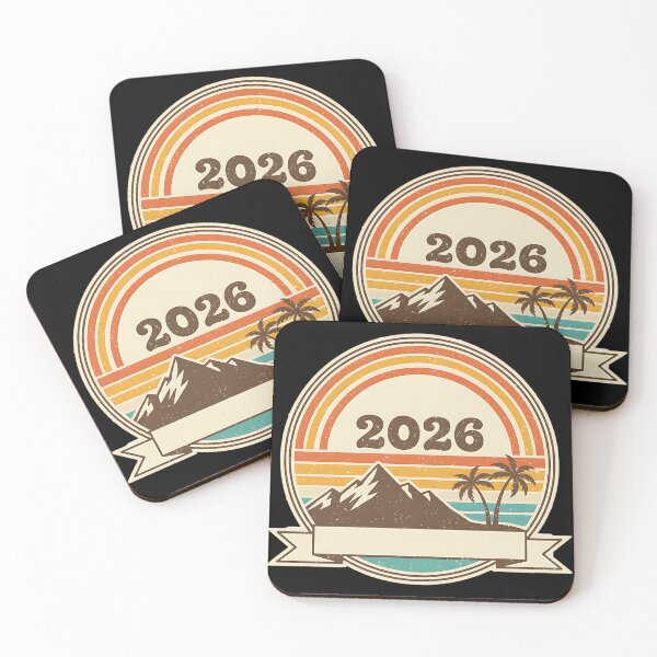 Item preview, Vintage 2026 Retro Tropical Mountain Badge designed and sold by Silent Watch Threads..