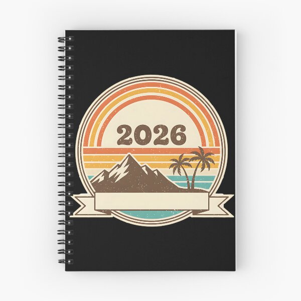 Item preview, Vintage 2026 Retro Tropical Mountain Badge designed and sold by Silent Watch Threads..
