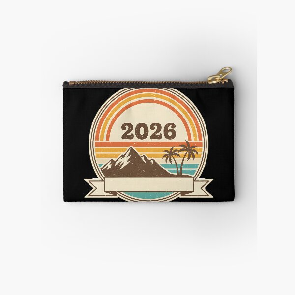 Item preview, Vintage 2026 Retro Tropical Mountain Badge designed and sold by Silent Watch Threads..