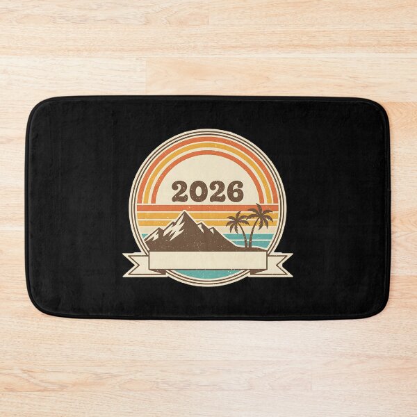 Item preview, Vintage 2026 Retro Tropical Mountain Badge designed and sold by Silent Watch Threads..