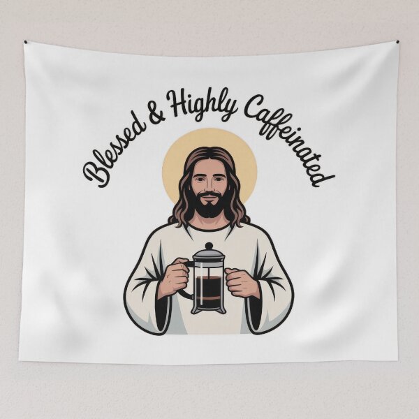 Item preview, Blessed Jesus French Press Coffee Humor designed and sold by ApproachingZion.