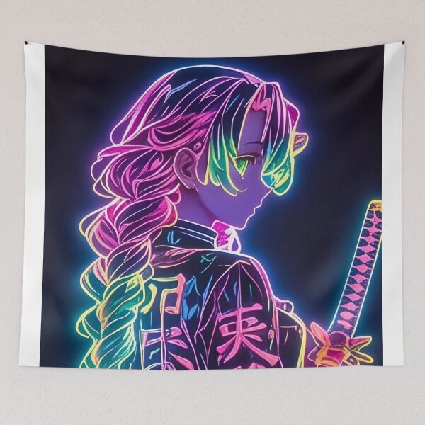 Item preview, Neon Samurai Girl – Cyberpunk Anime Katana Art designed and sold by Dyan4.