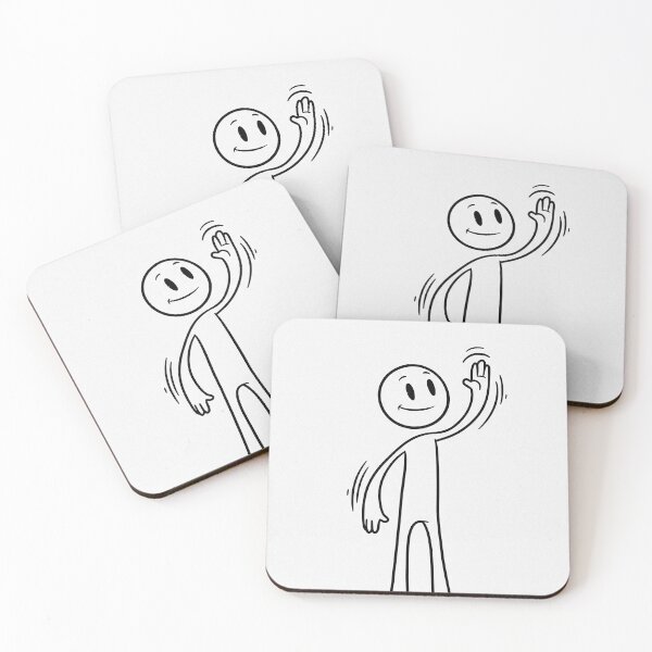 Item preview, Friendly Stick Figure Waving – Minimal Line Art Illustration designed and sold by Articooler.