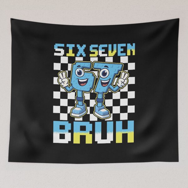 Item preview, Six Seven Bruh Peace Sign Italian Brainrot 67 Pixel Gamer Meme Birthday Boys Gift For Boy Kids designed and sold by ArmyAbodo.