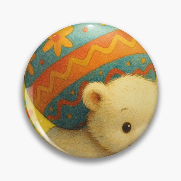 Item preview, Little polar bear with a colorful Easter egg in a spring meadow designed and sold by Mauswohn.