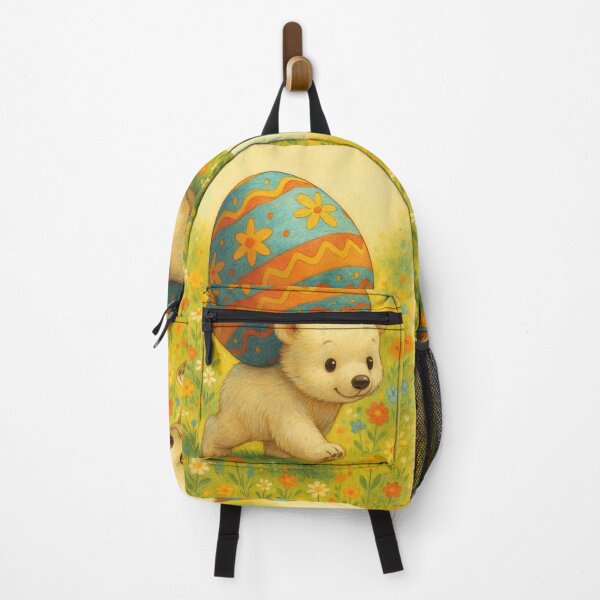 Item preview, Little polar bear with a colorful Easter egg in a spring meadow designed and sold by Mauswohn.