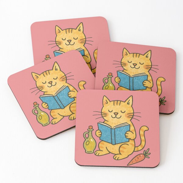 Item preview, Cat reading with cookbook and carrot designed and sold by Mauswohn.