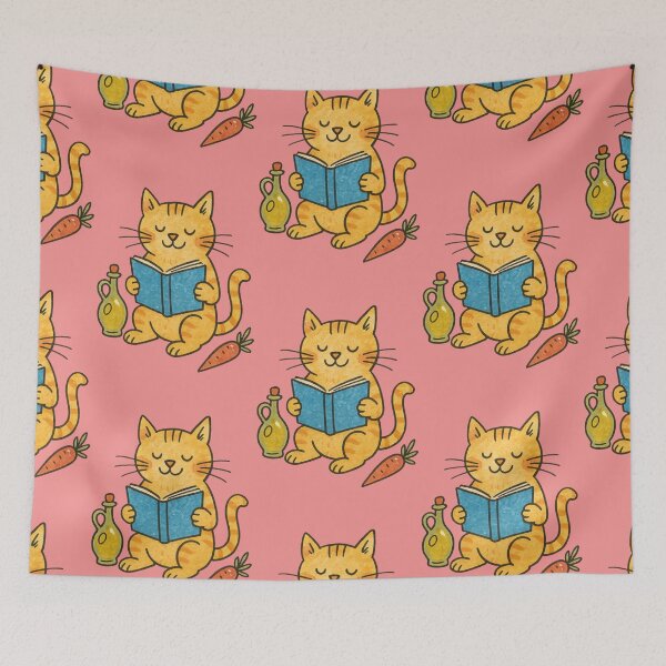 Item preview, Cat reading with cookbook and carrot designed and sold by Mauswohn.