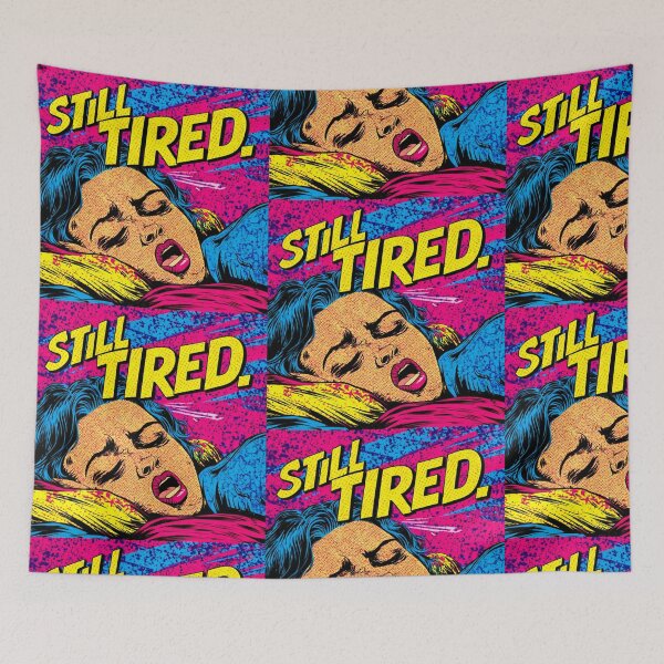 Item preview, Sleepy Face Sticker Pop Art Retro Comic Tired Expression Cartoon Character Vinyl Decal Laptop Accessory Aesthetic Design Creative Gift designed and sold by Blackcanvas444.