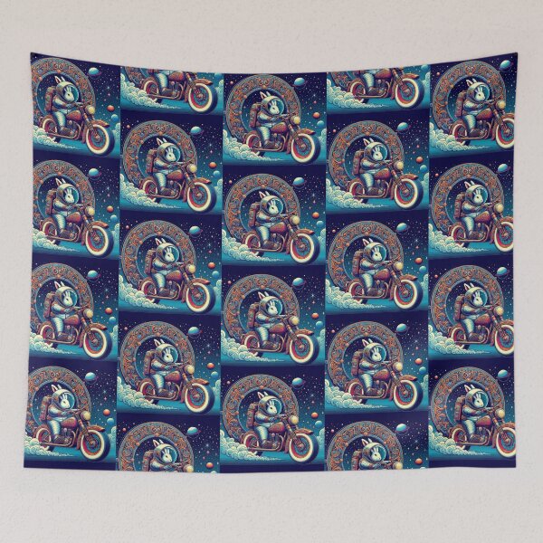 Item preview, Cosmic Rabbit Rider – Astronaut Motorcycle Fantasy designed and sold by Dogandesighn.