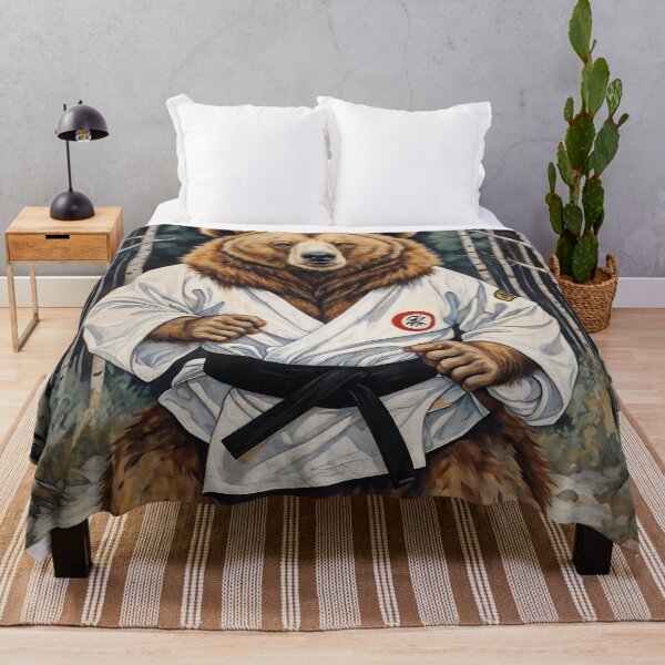 Item preview, Karate Bear in the Forest Black Belt Martial Arts Design designed and sold by Mauswohn.