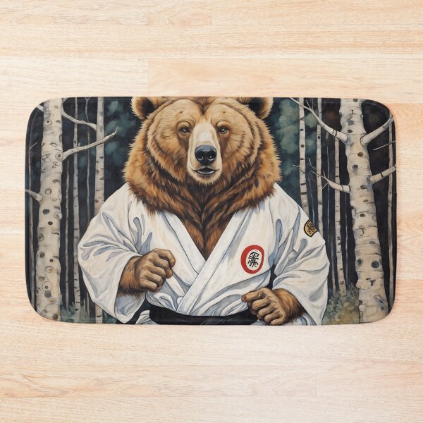 Item preview, Karate Bear in the Forest Black Belt Martial Arts Design designed and sold by Mauswohn.