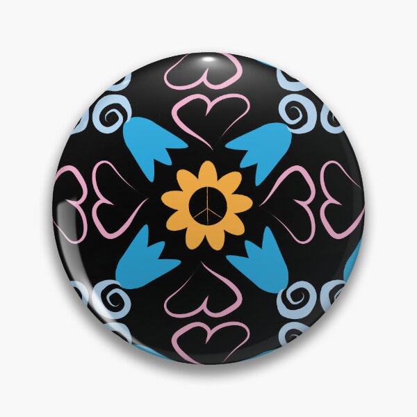 Item preview, Black Multi 1 Peace Flowers Tulips Hearts in Square Orientation designed and sold by Digitalmyth's Designs.