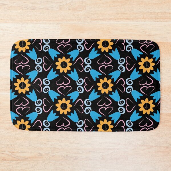 Item preview, Black Multi 1 Peace Flowers Tulips Hearts in Square Orientation designed and sold by Digitalmyth's Designs.