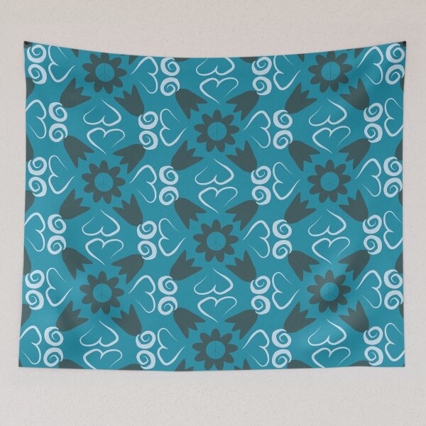 Item preview, Teal Peace Flowers Tulips Hearts in Square Orientation designed and sold by Digitalmyth's Designs.
